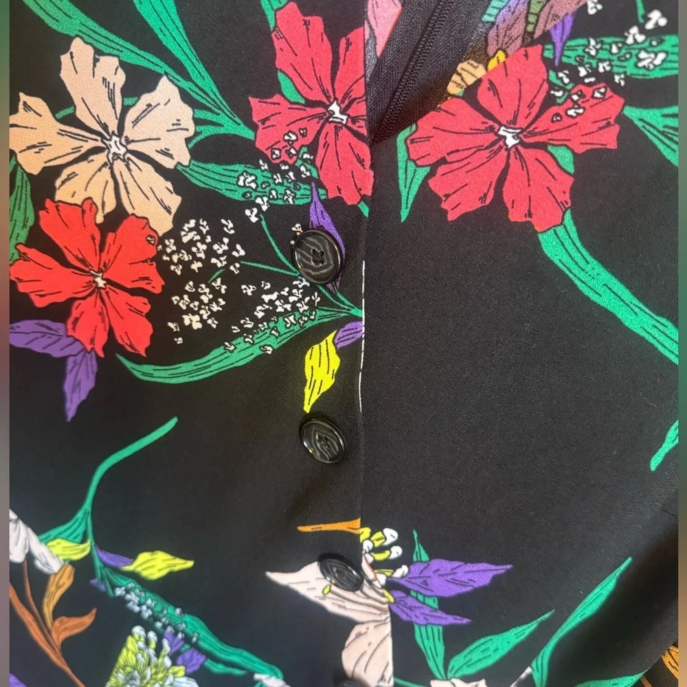 Worthington jumpsuit romper size L floral wide leg Tie Waist Zip Back - Picture 6 of 7